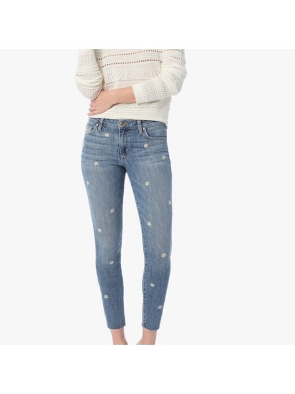 Joe’s Jean Priscilla Daisy Embroidered Crop Ankle Jeans, Size 26
